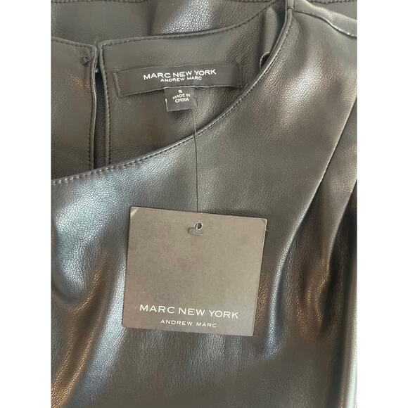 Andrew Marc New York Faux Leather Wide Shoulder
Sleeveless Top Pleated Black SML - Picture 6 of 11